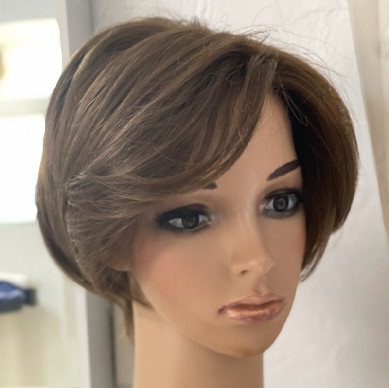 Custom Short Wig Human Hair Hand Tied Form Fitted to Client.  Color Highlights to Spec.  Medical wig cranial prosthesis