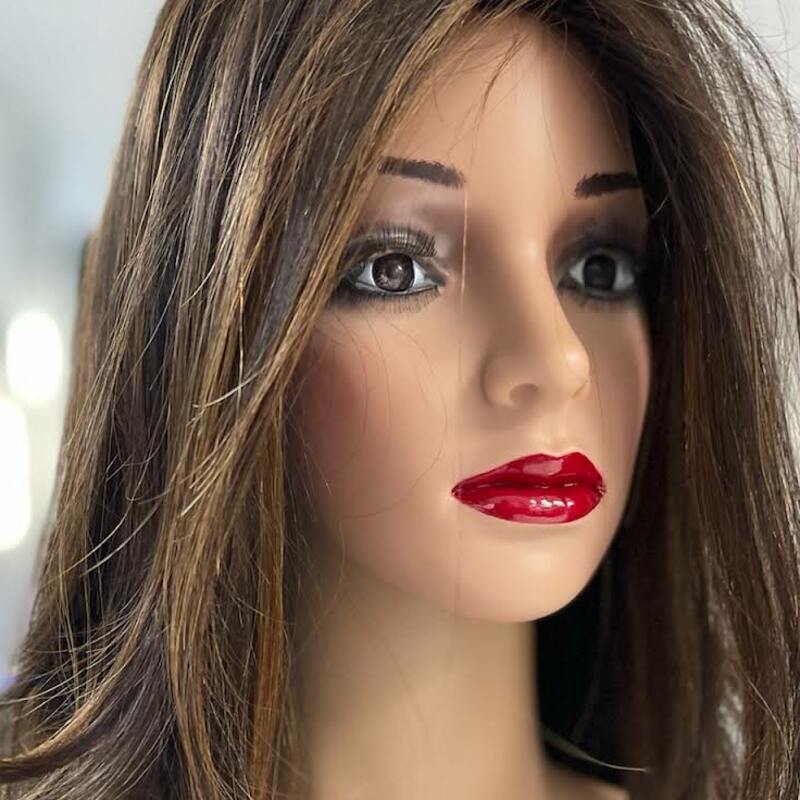 Custom Human Hair Hand Tied Form Fitted to Client.  Color Highlights to Spec.  Medical wig cranial prosthesis